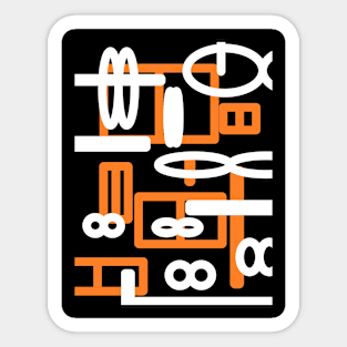 Orange  and black geometric abstract art design Sticker